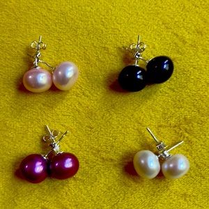 New Freshwater pearls earrings with sterling silver back.
